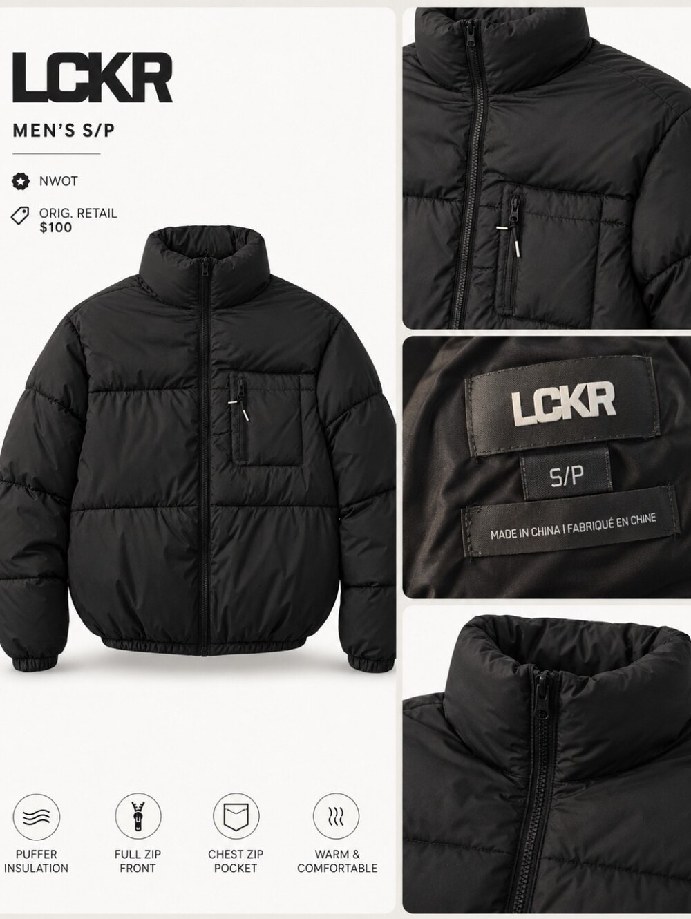 Mens Rainer Light Puffer Jacket In Pirate Black New Without Tags